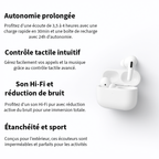 Ecouteurs sans fil bluetooth avec réduction de bruit - Liberté et confort total