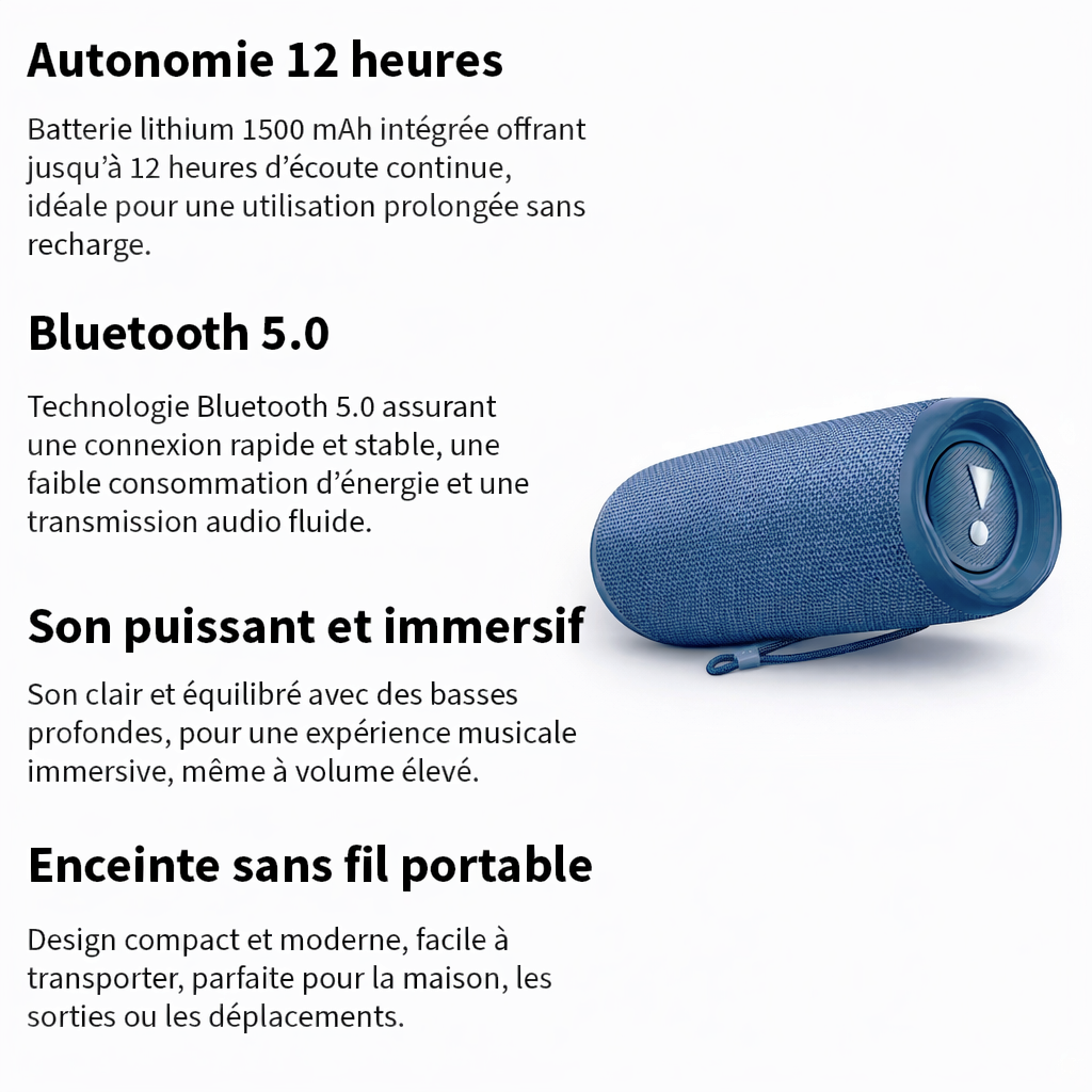 Enceinte bluetooth puissante Waterproof - Son immersif et riche