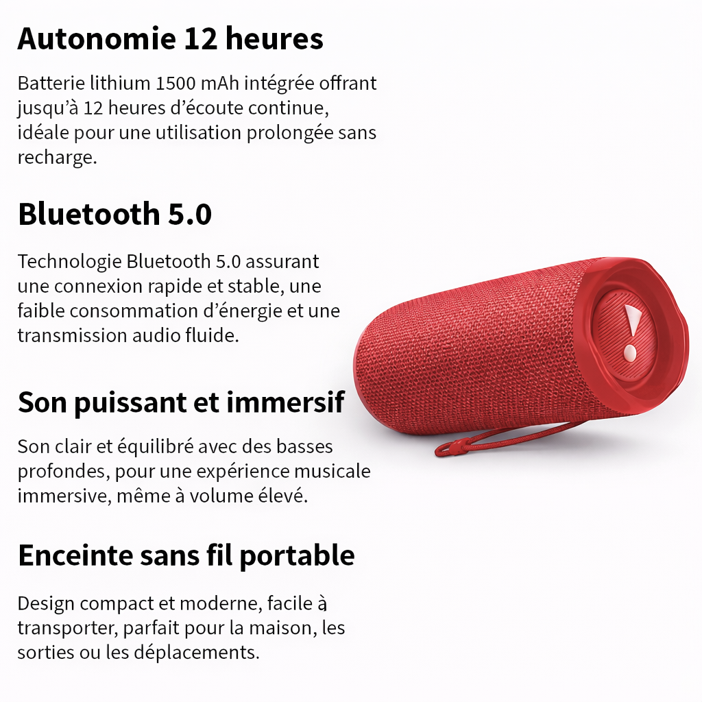 Enceinte bluetooth puissante Waterproof - Son immersif et riche